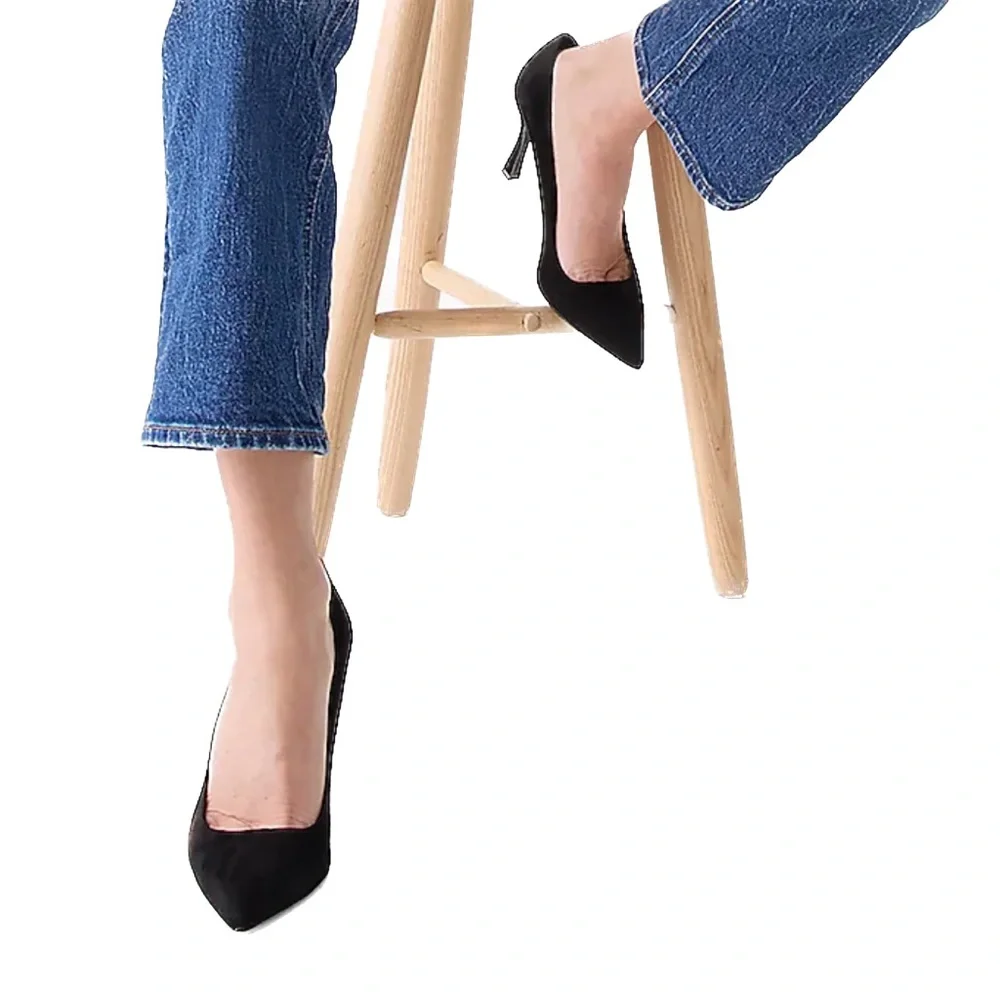 NWT J. Crew Elsie Black Solid Italian Suede Leather Pointed Toe Pump Heels 9